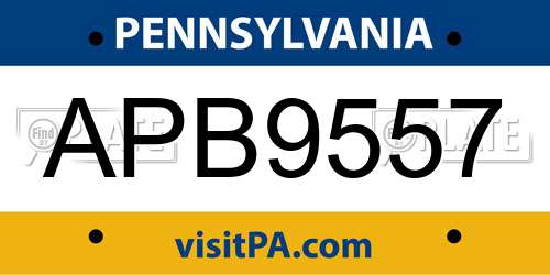 APB9557 Pennsylvania License Plate