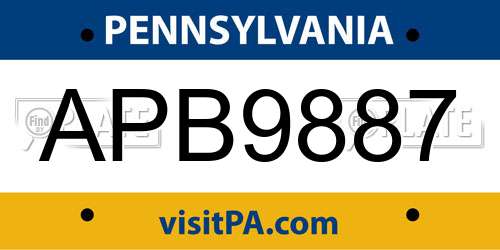 APB9887 Pennsylvania License Plate