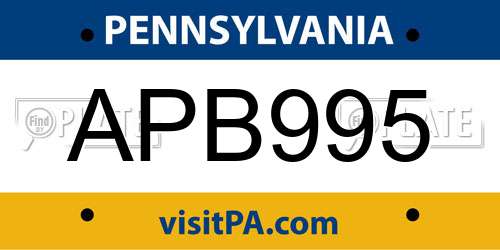 APB995 Pennsylvania License Plate