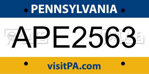 APE2563 Pennsylvania License Plate
