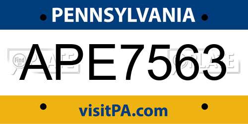 APE7563 Pennsylvania License Plate