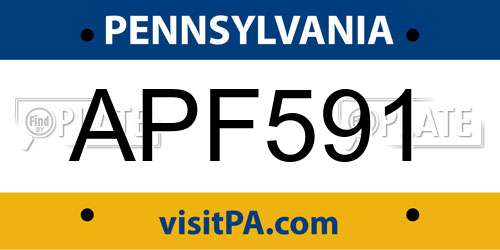 APF591 Pennsylvania License Plate