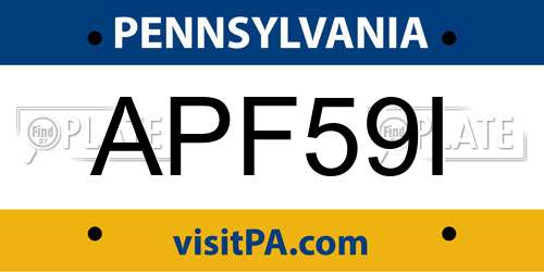 APF59I Pennsylvania License Plate