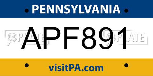 APF891 Pennsylvania License Plate