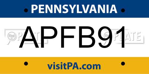 APFB91 Pennsylvania License Plate
