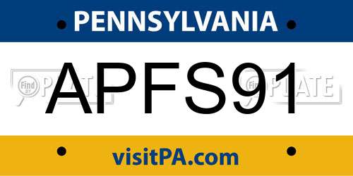 APFS91 Pennsylvania License Plate