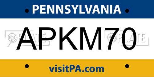 APKM70 Pennsylvania License Plate