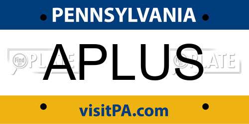 APLUS Pennsylvania License Plate