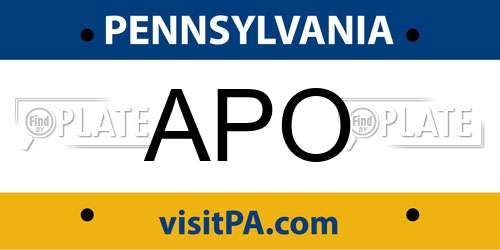 APO Pennsylvania License Plate