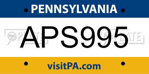APS995 Pennsylvania License Plate