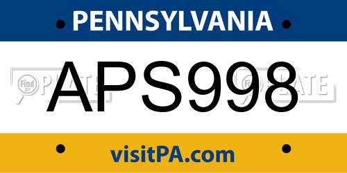 APS998 Pennsylvania License Plate