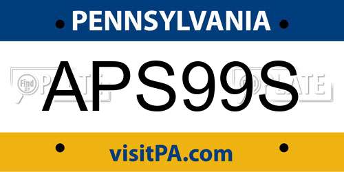APS99S Pennsylvania License Plate