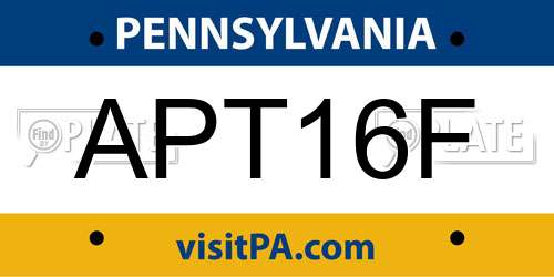 APT16F Pennsylvania License Plate