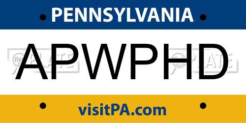 APWPHD Pennsylvania License Plate