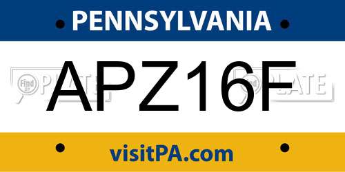 APZ16F Pennsylvania License Plate