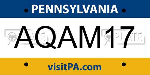 AQAM17 Pennsylvania License Plate