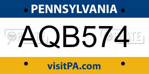 AQB574 Pennsylvania License Plate
