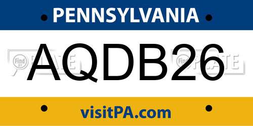 AQDB26 Pennsylvania License Plate
