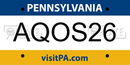 AQOS26 Pennsylvania License Plate