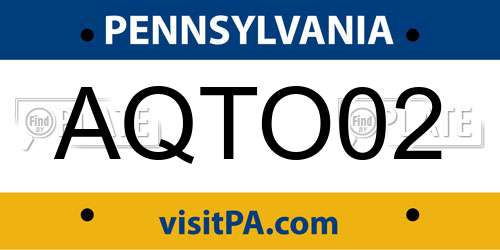 AQTO02 Pennsylvania License Plate