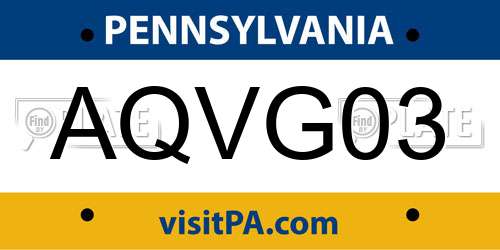 AQVG03 Pennsylvania License Plate