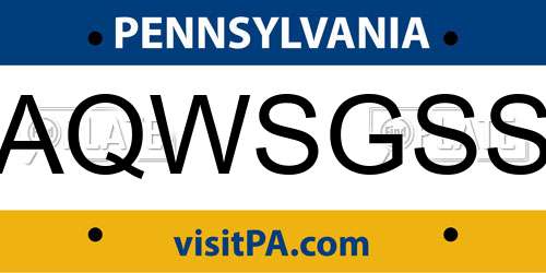 AQWSGSS Pennsylvania License Plate