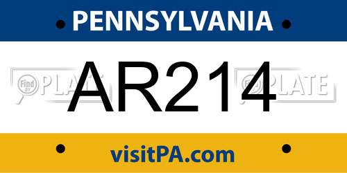 AR214 Pennsylvania License Plate