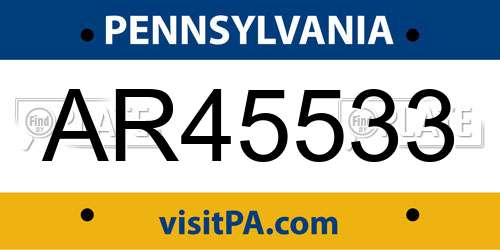 AR45533 Pennsylvania License Plate