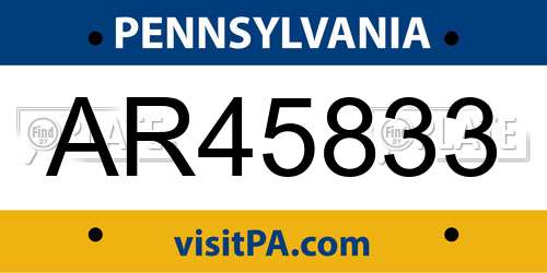AR45833 Pennsylvania License Plate