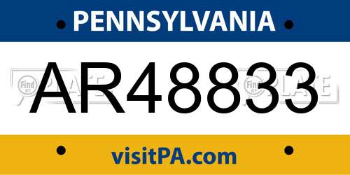 AR48833 Pennsylvania License Plate