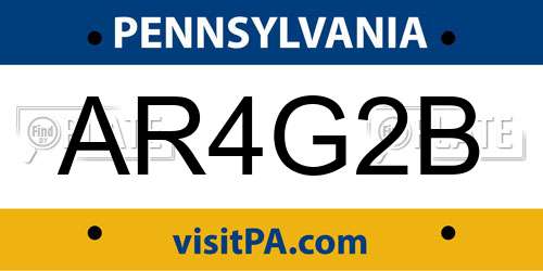 AR4G2B Pennsylvania License Plate