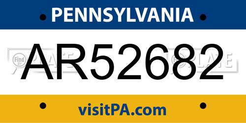 AR52682 Pennsylvania License Plate
