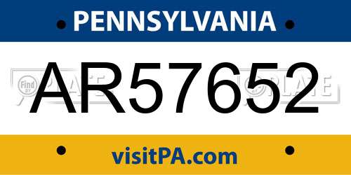 AR57652 Pennsylvania License Plate
