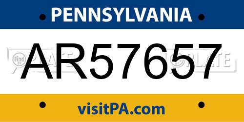 AR57657 Pennsylvania License Plate