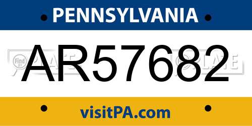 AR57682 Pennsylvania License Plate