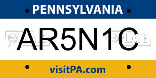 AR5N1C Pennsylvania License Plate