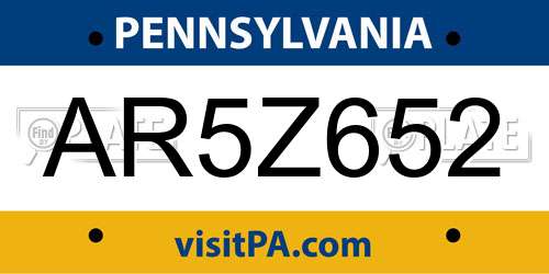 AR5Z652 Pennsylvania License Plate