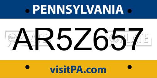 AR5Z657 Pennsylvania License Plate