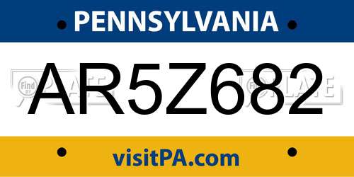 AR5Z682 Pennsylvania License Plate