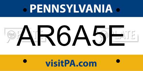 AR6A5E Pennsylvania License Plate