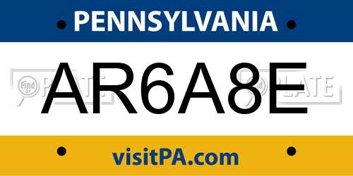 AR6A8E Pennsylvania License Plate