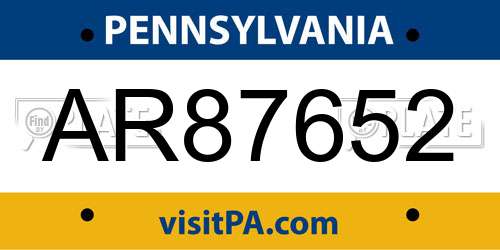 AR87652 Pennsylvania License Plate