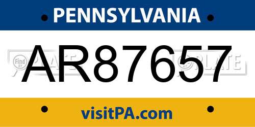 AR87657 Pennsylvania License Plate