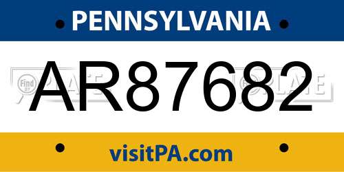 AR87682 Pennsylvania License Plate