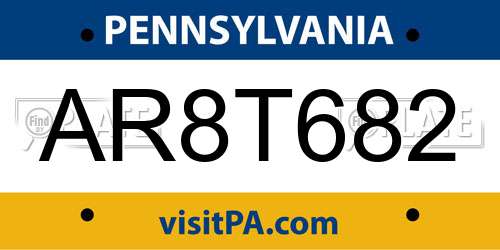 AR8T682 Pennsylvania License Plate