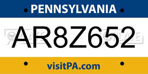 AR8Z652 Pennsylvania License Plate