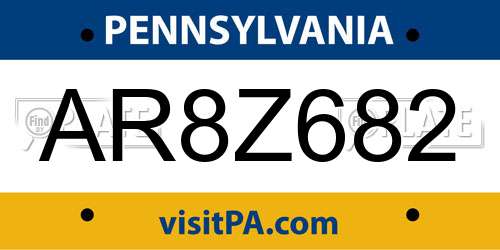 AR8Z682 Pennsylvania License Plate