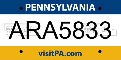 ARA5833 Pennsylvania License Plate