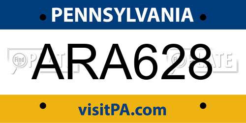 ARA628 Pennsylvania License Plate