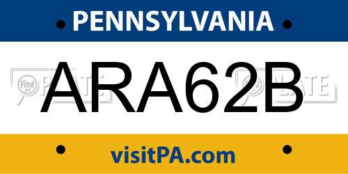 ARA62B Pennsylvania License Plate